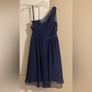 Short, one strap, navy dress, size 14